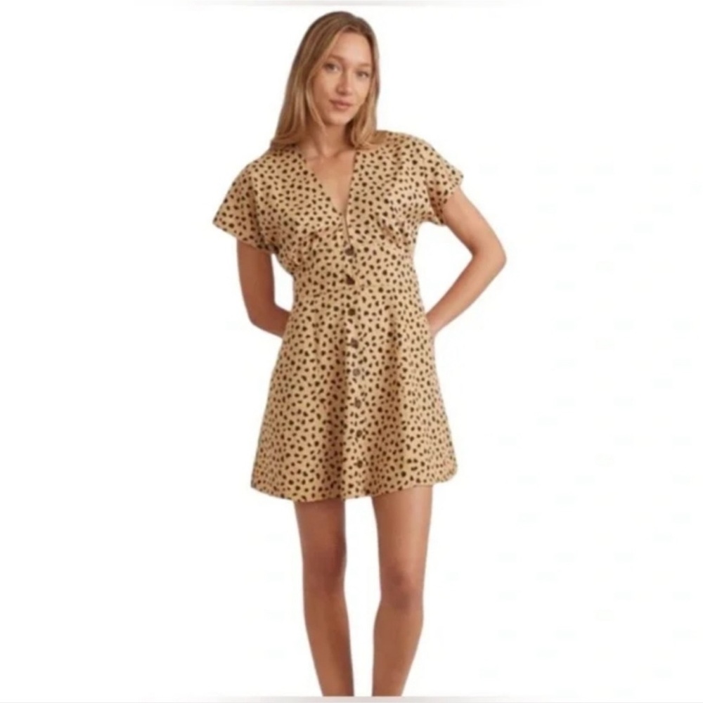 Marine Layer Tan Polka Dot Mini Dress